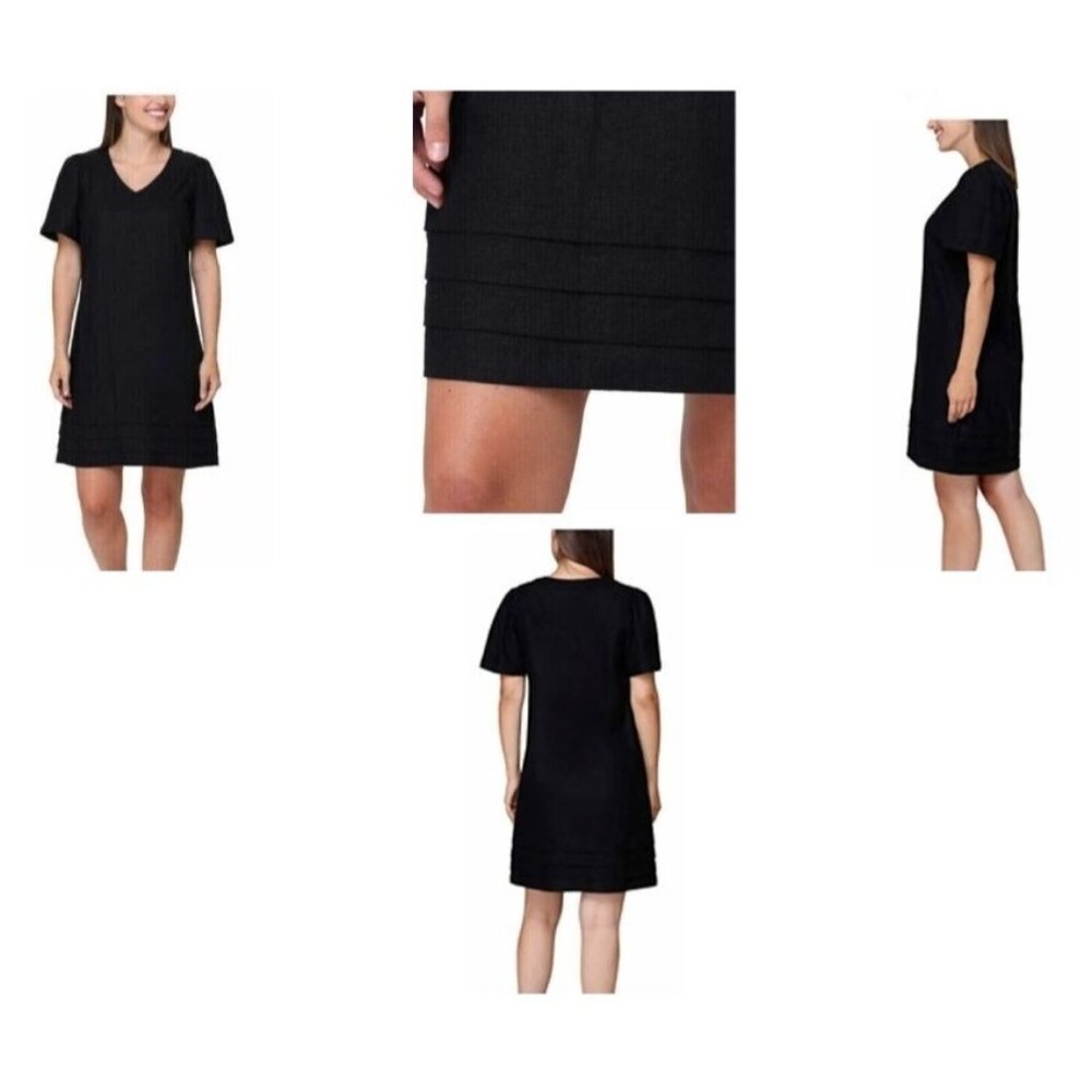NWT Nicole Miller Linen Blend Black Dress Medium Job Interview Business …